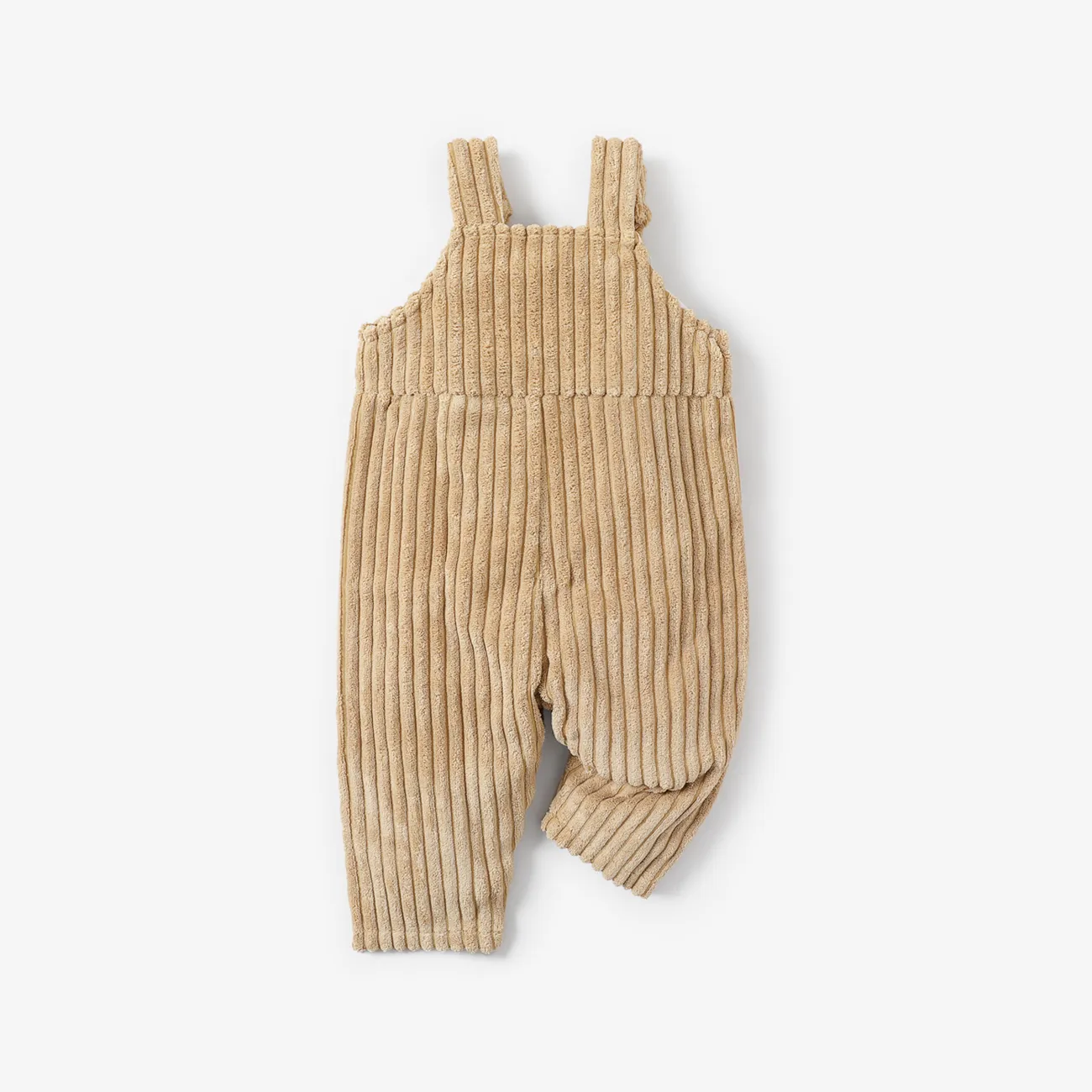 Baby Boy/Girl Solid Ribbed Fleece Overalls Apricot big image 1