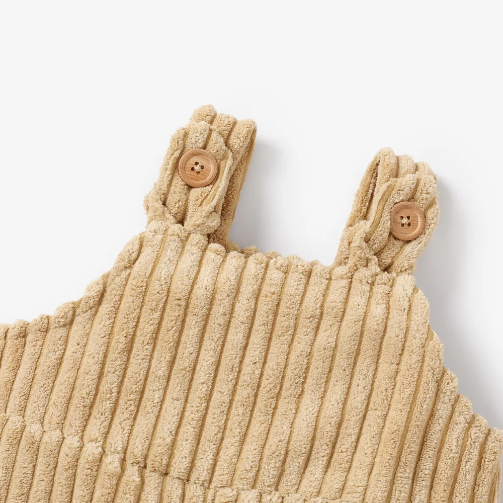 Baby Boy/Girl Solid Ribbed Fleece Overalls big image 3