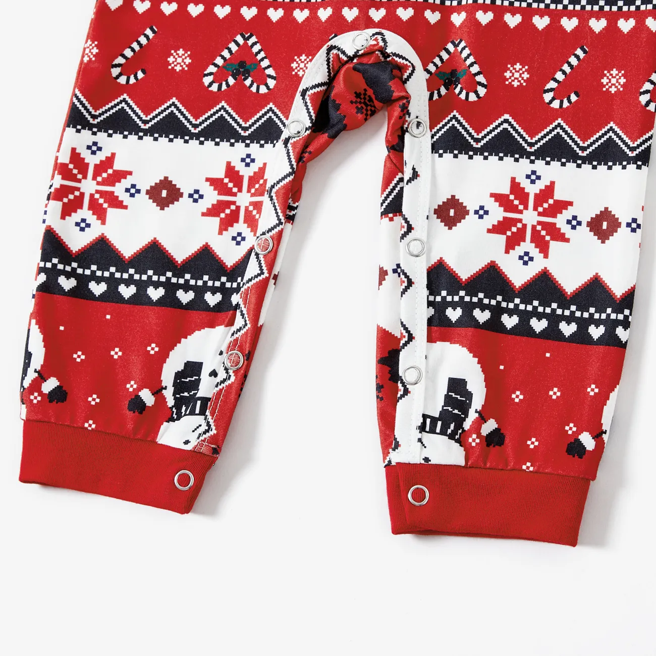 Christmas Letter and Snowman Print Family Matching Pajamas Sets (Flame Resistant) Black big image 1