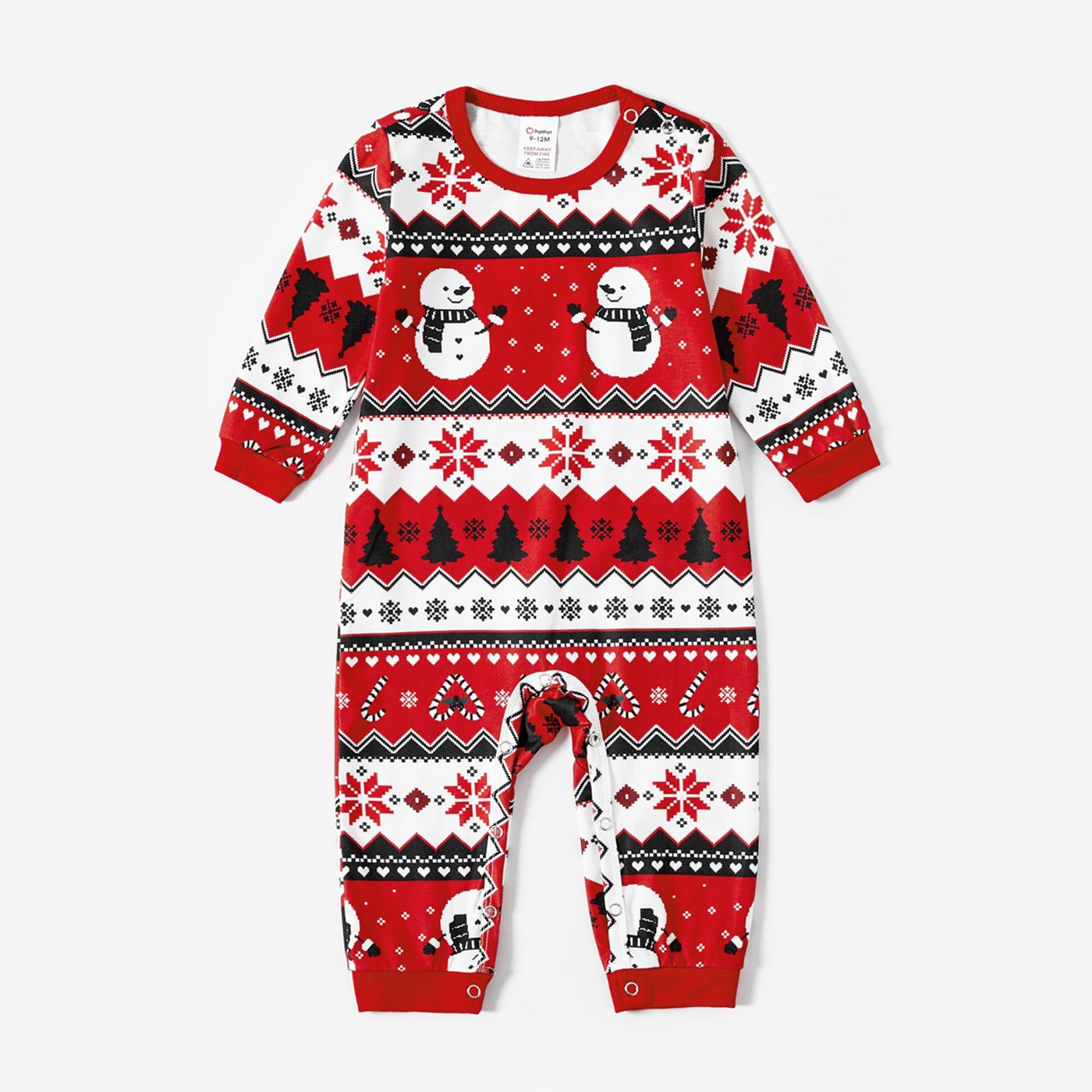 Christmas Letter And Snowman Print Family Matching Pajamas Sets (Flame Resistant)