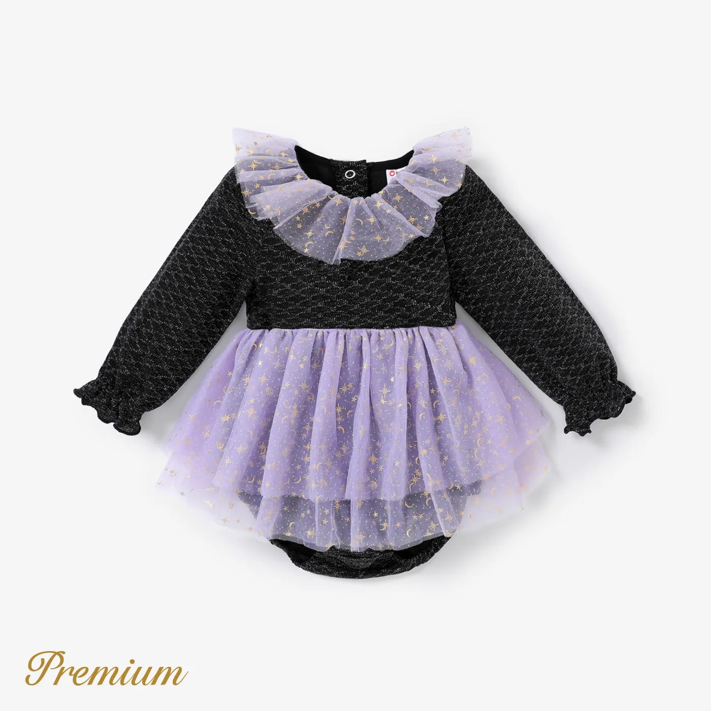 Baby Girl Halloween Long Sleeve Romper with Ruffle Edge   big image 1