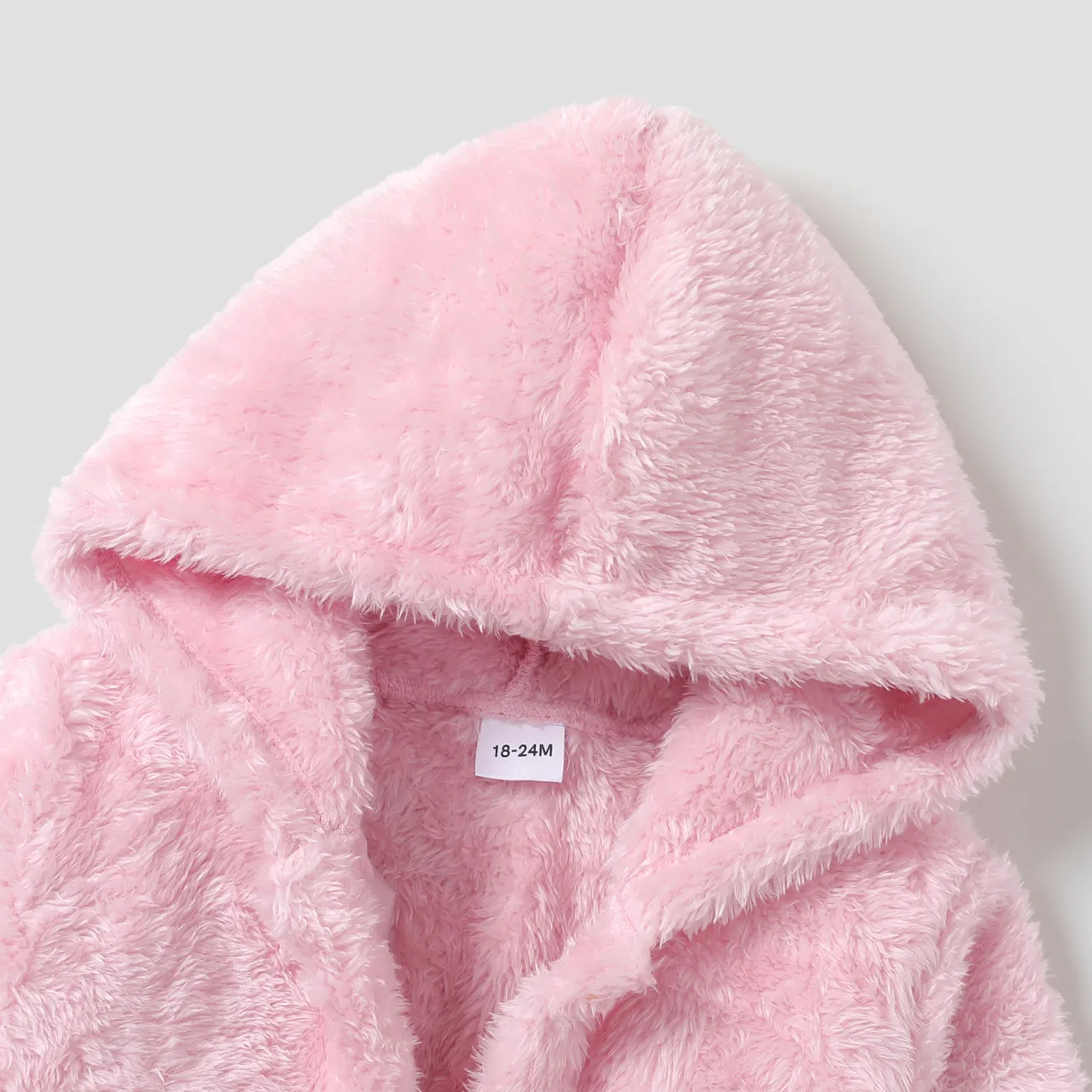 Toddler Girl/Boy Basic Solid Color Polar Fleece Hooded Coat Light Pink big image 1