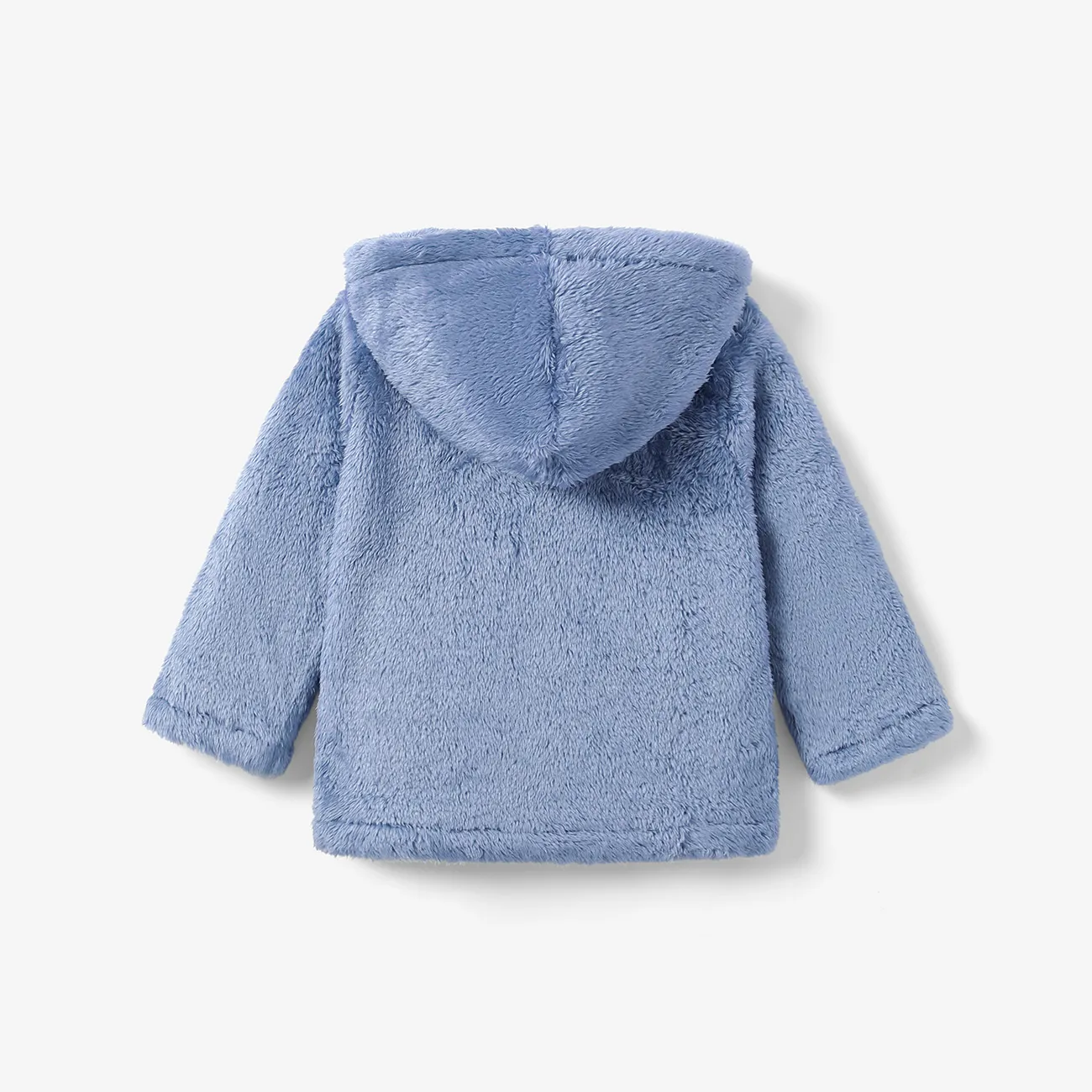 Toddler Girl/Boy Basic Solid Color Polar Fleece Hooded Coat Bluish Grey big image 1