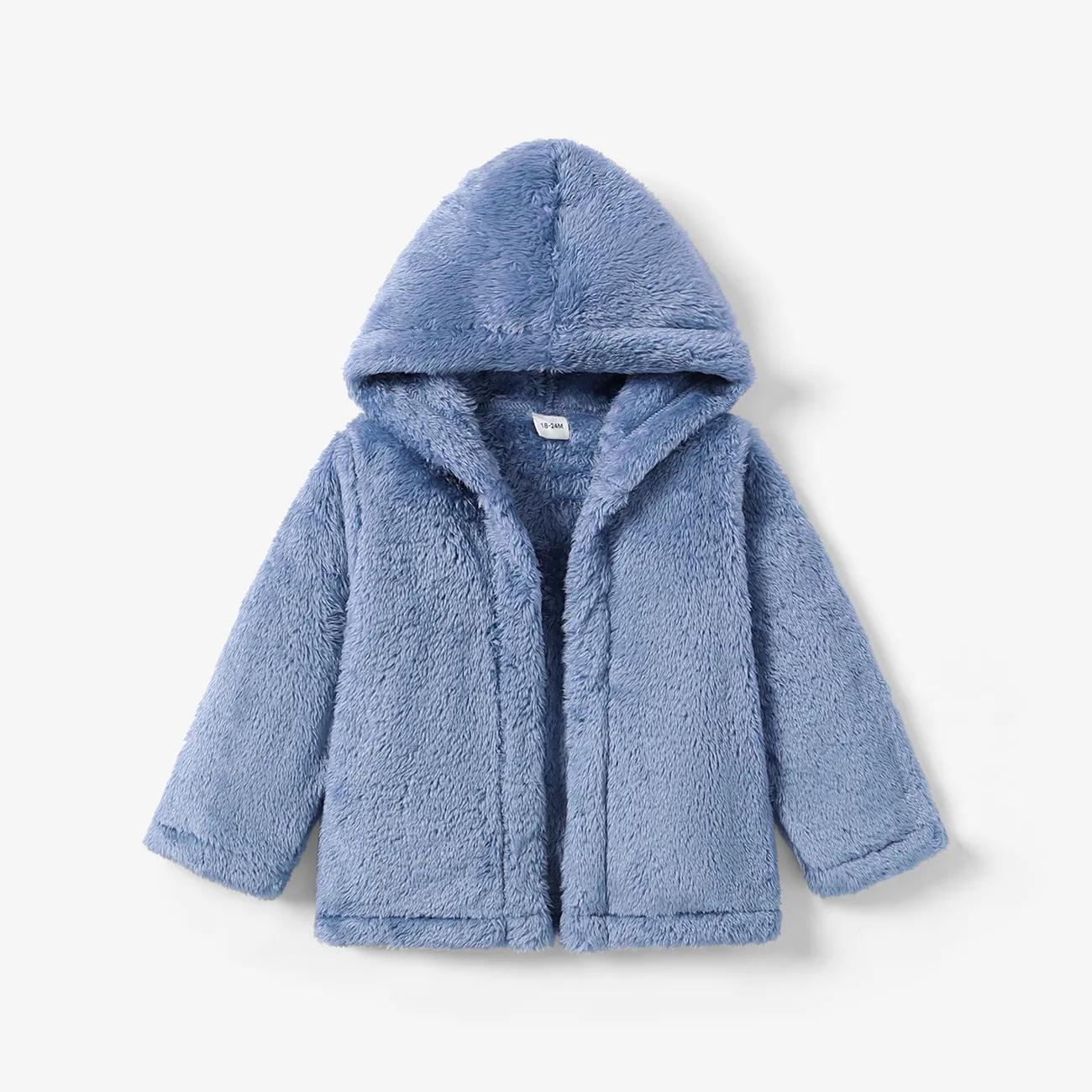 Toddler Girl/Boy Basic Solid Color Polar Fleece Hooded Coat Bluish Grey big image 1