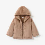 Toddler Girl/Boy Basic Solid Color Polar Fleece Hooded Coat Brown