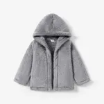 Toddler Girl/Boy Basic Solid Color Polar Fleece Hooded Coat Grey