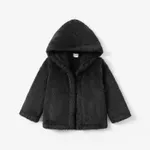 Toddler Girl/Boy Basic Solid Color Polar Fleece Hooded Coat Black