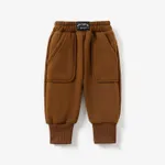 Baby Boy/Girl Solid Fleece-lining Casual Pants Brown