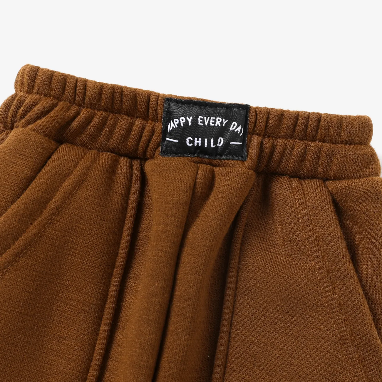 Baby Boy/Girl Solid Fleece-lining Casual Pants Brown big image 1