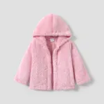 Toddler Girl/Boy Basic Solid Color Polar Fleece Hooded Coat Pink