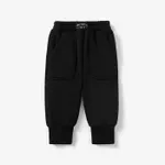 Baby Boy/Girl Solid Fleece-lining Casual Pants Black