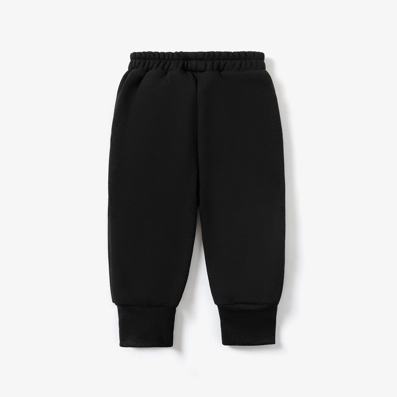 Baby Boy/Girl Solid Fleece-lining Casual Pants Black big image 1