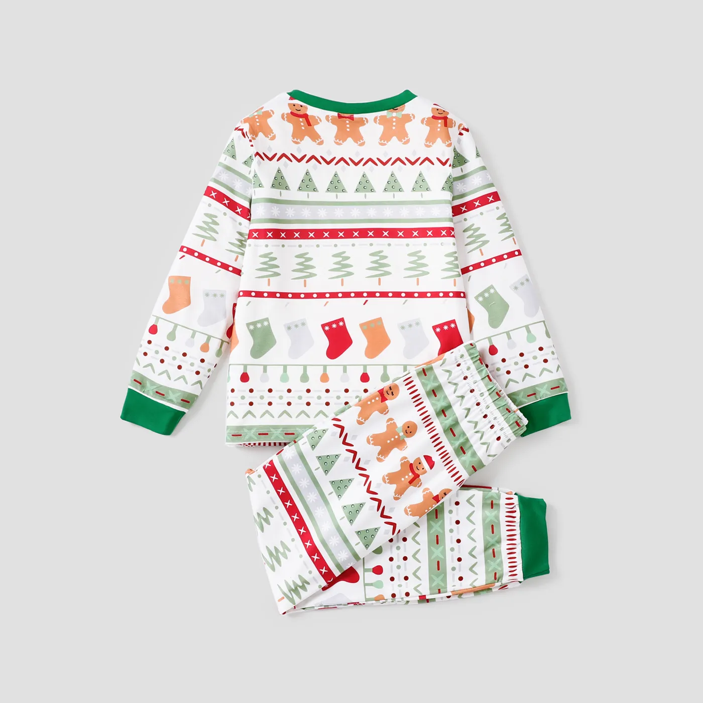 2pcs Kid/Toddler Girl/Boy Christmas Print Pajama Set Kid Color block image 3