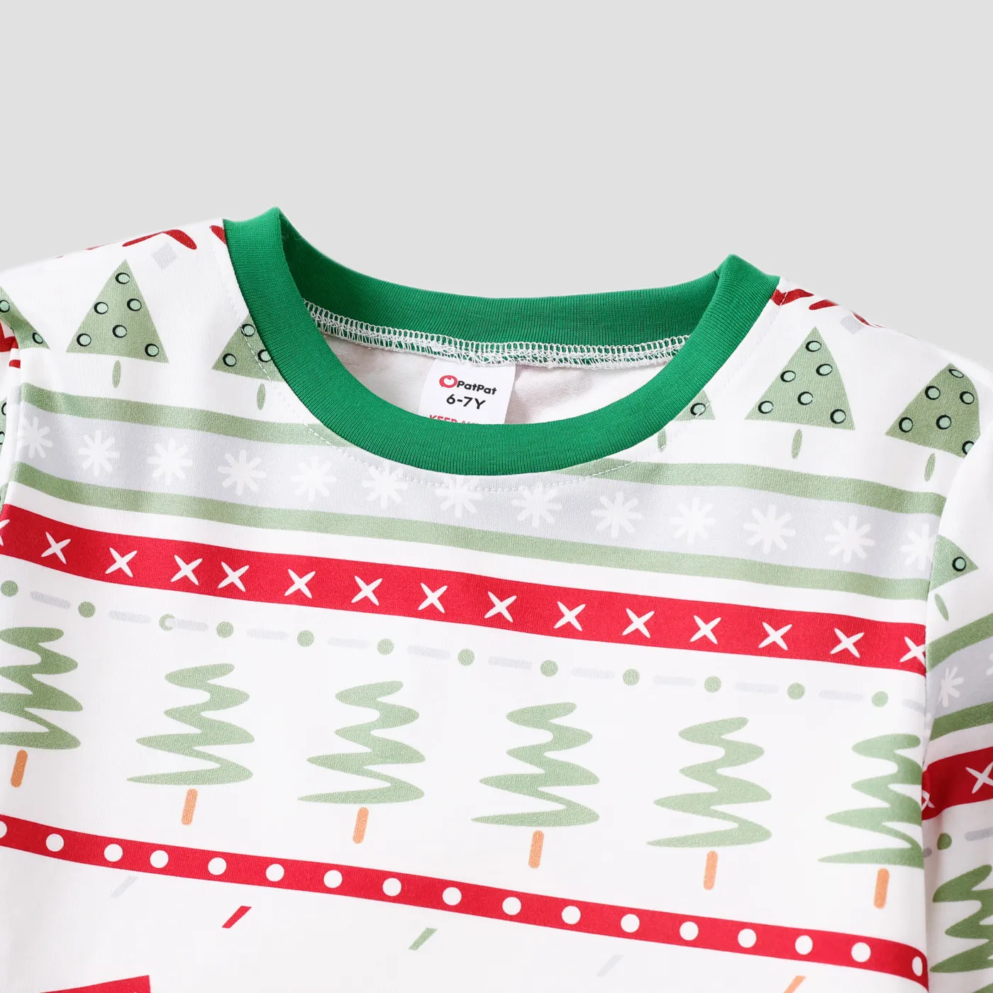 2pcs Kid/Toddler Girl/Boy Christmas Print Pajama Set Kid Color block image 4