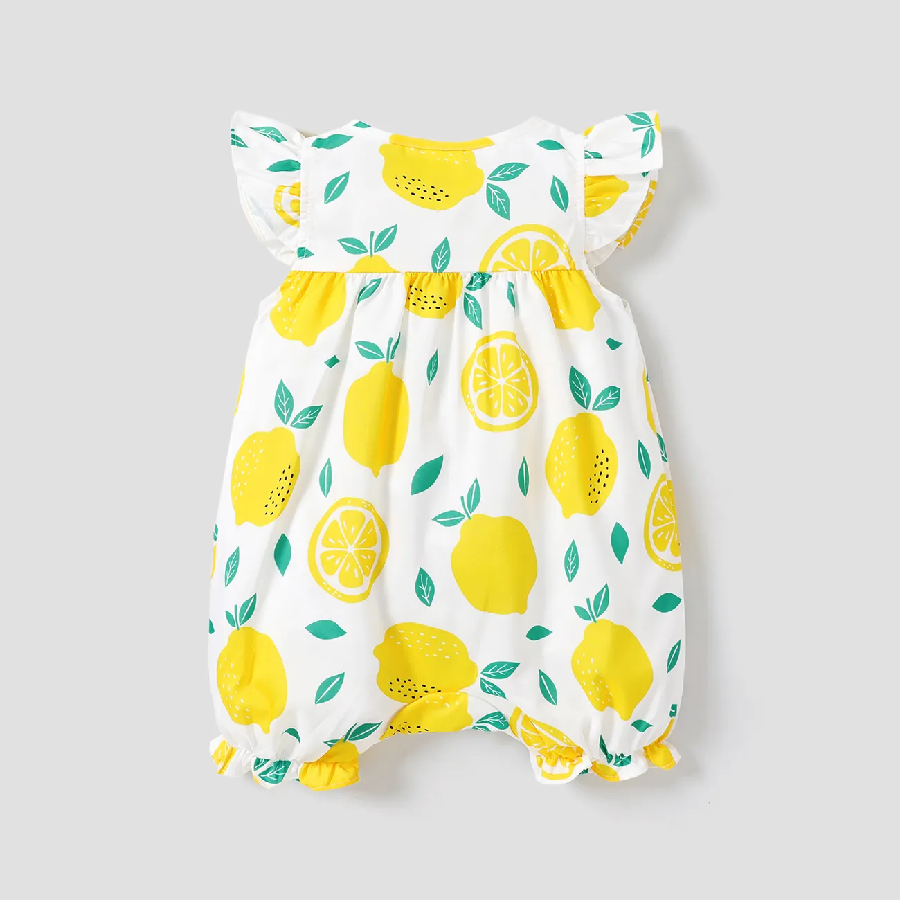 嬰兒 女 喇叭袖 檸檬 休閒 無袖 連身衣 撞色 big image 1