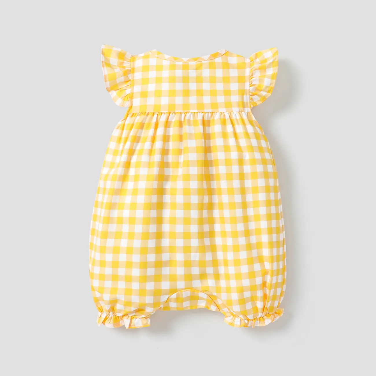 طفلة كل انحاء صفراء منقوشة / ليمون رومبير بأكمام رفرفة الأصفر big image 1