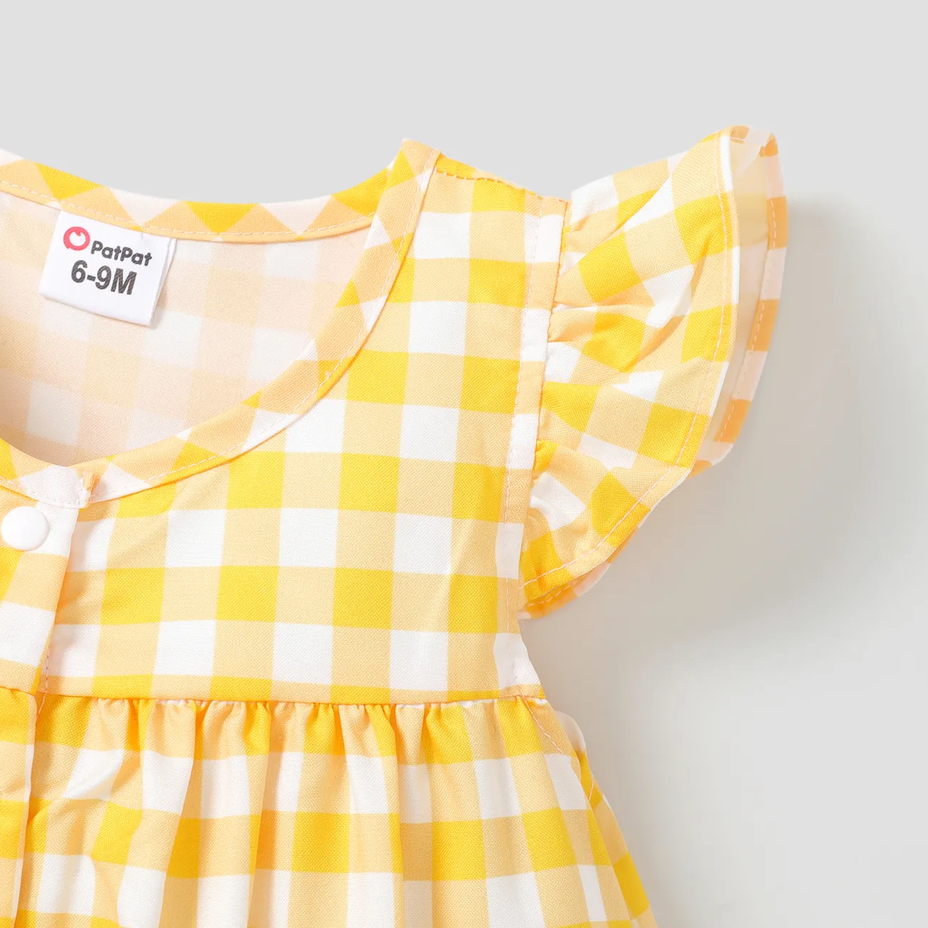 طفلة كل انحاء صفراء منقوشة / ليمون رومبير بأكمام رفرفة الأصفر big image 1