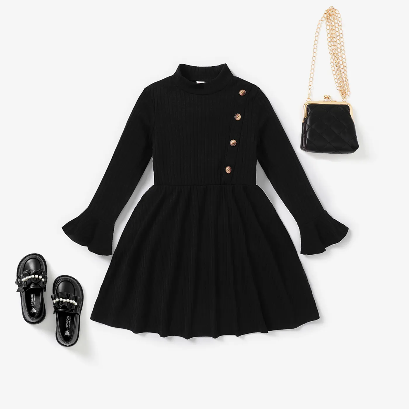 Kid Girl Sweet Horn Edge Dress 