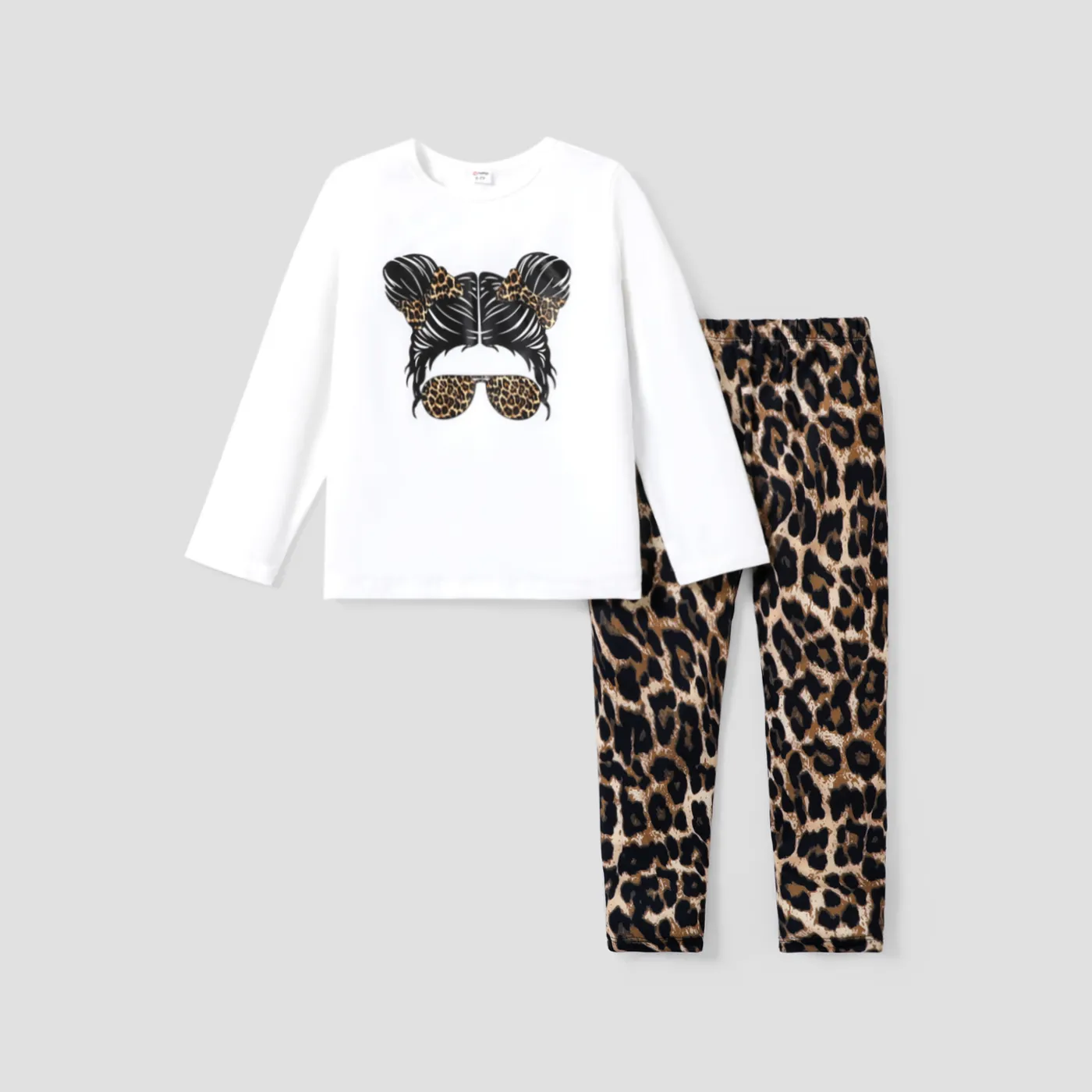 2PCS Kid Girl Character  Avant-garde Top/ Pant Set  White big image 1