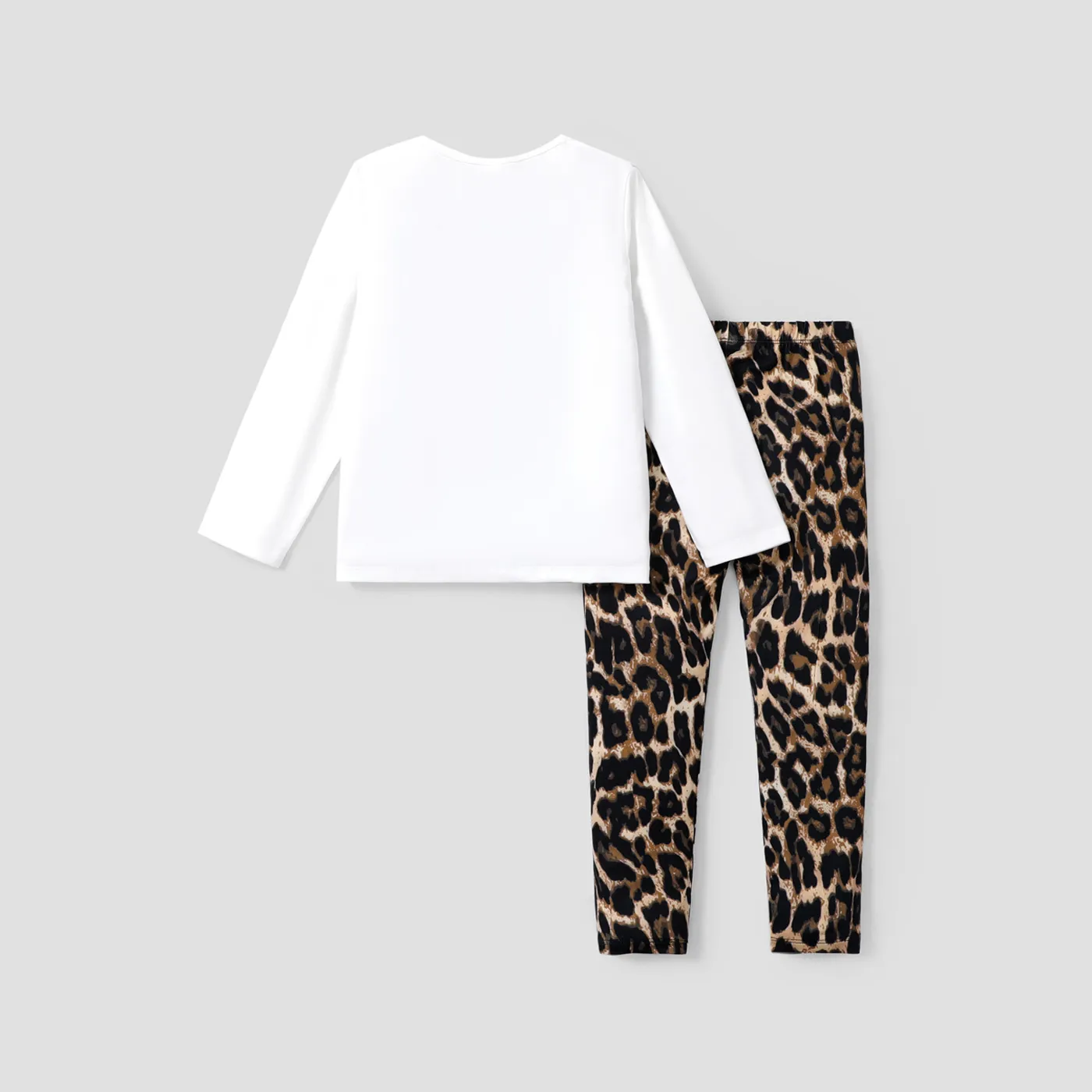 2PCS Kid Girl Character  Avant-garde Top/ Pant Set  White image 5
