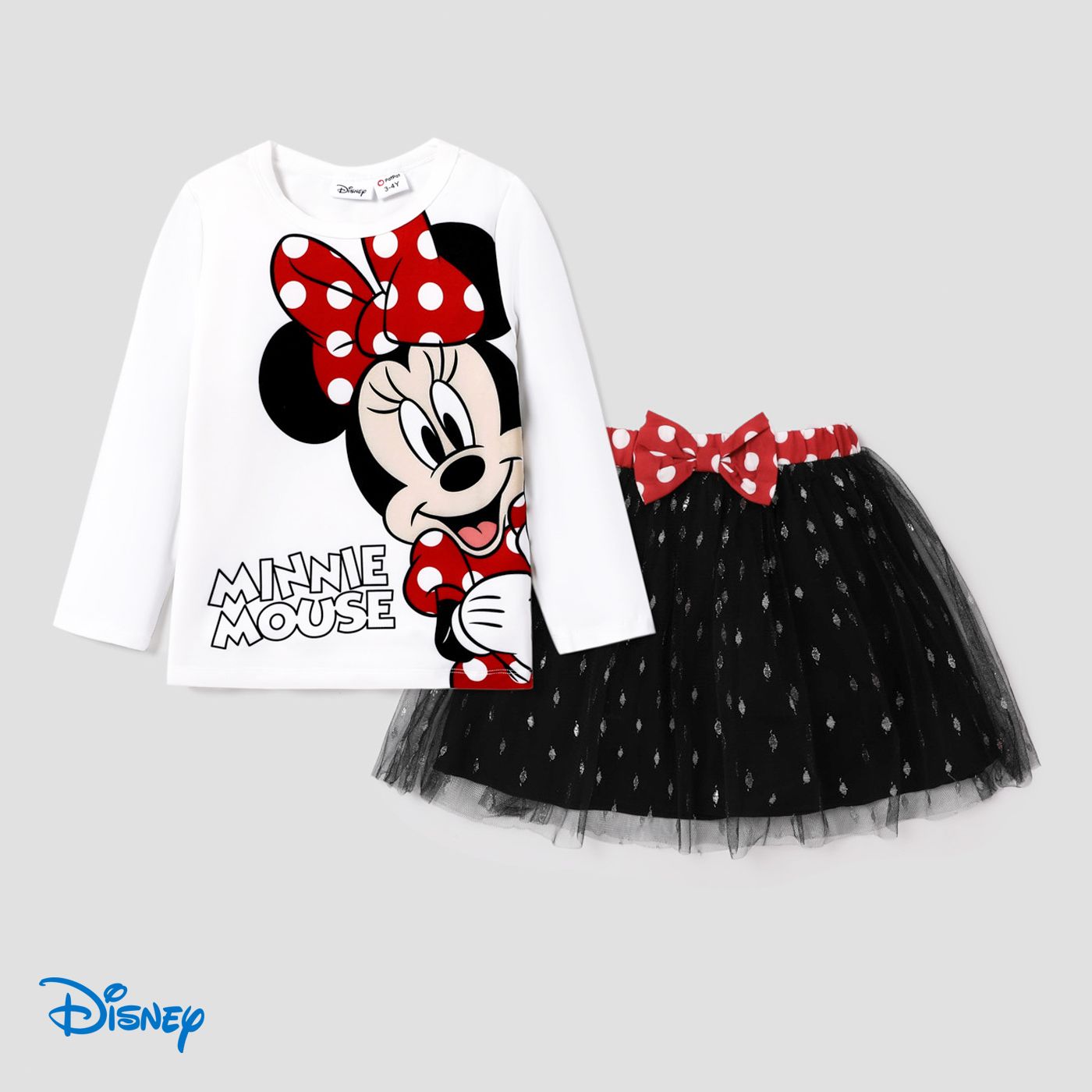 Disney Mickey And Friends Toddler/Kids Girl Cute Character Print Top And Mesh Skirt Sets