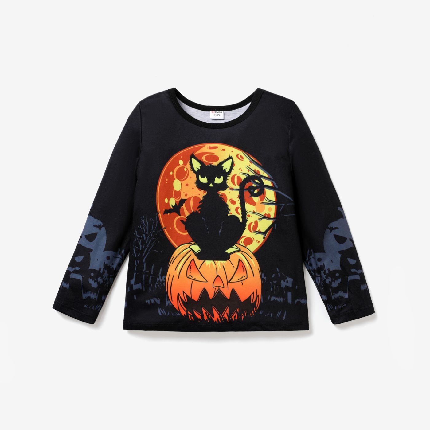 Halloween Kid Boy Pumpkin/Letter/Animal Print Long Sleeves T-shirt