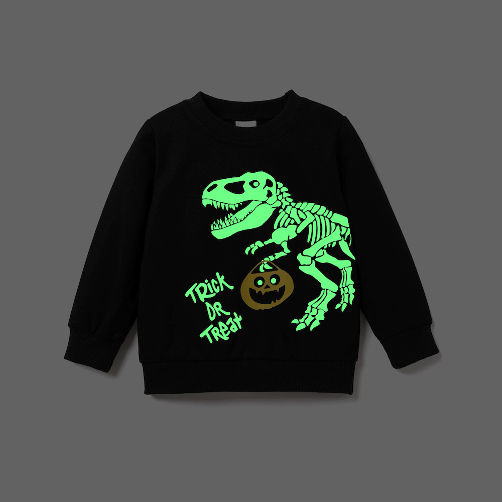 Halloween Toddler Boy Glow-in-the-dark Dinosaur Sweatshirt  big image 1