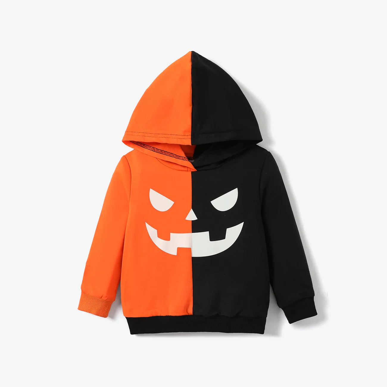 Toddler Boy/Girl Halloween Graphic Reflective Colorblock Hoodie Sweatshirt Orange big image 1