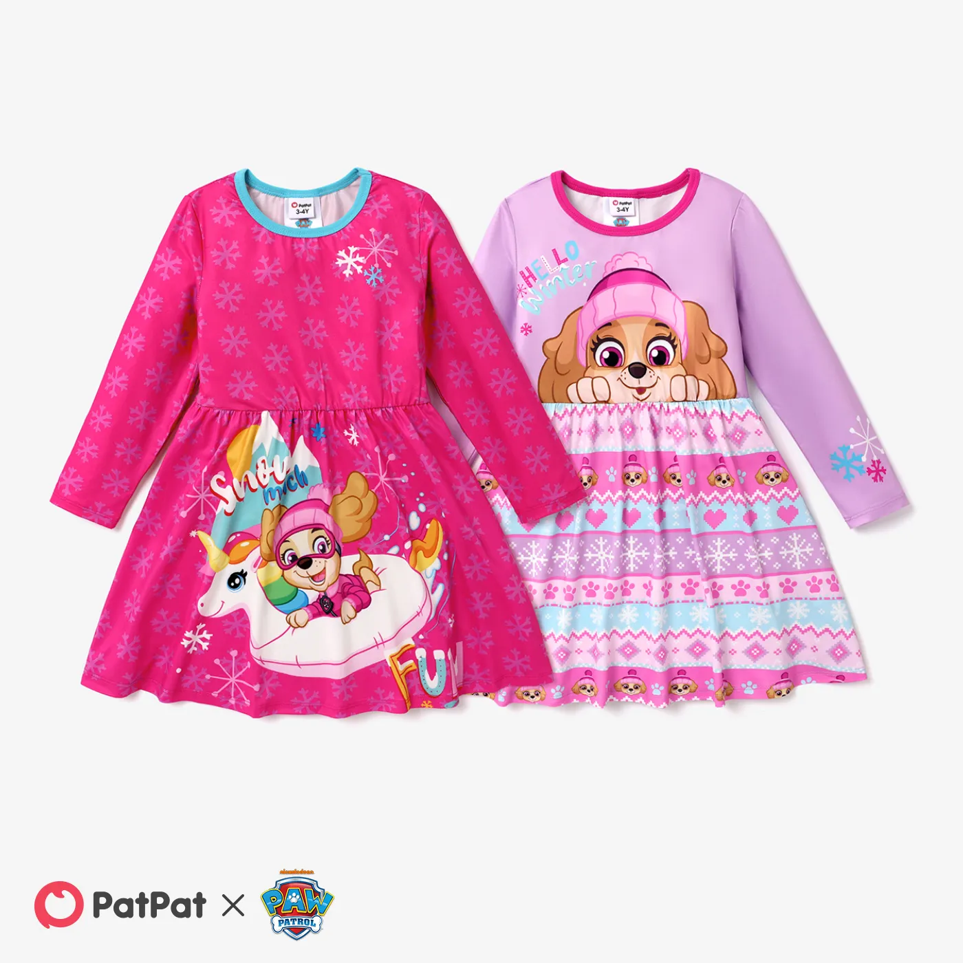 PAW Patrol Toddler Girl Christmas Character Print Long-sleeve Dress