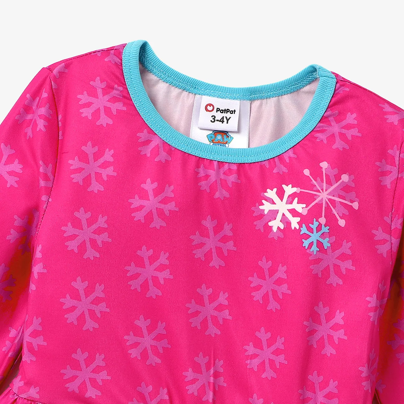 PAW Patrol Toddler Girl Christmas Character Print Long-sleeve Dress Hot Pink big image 1