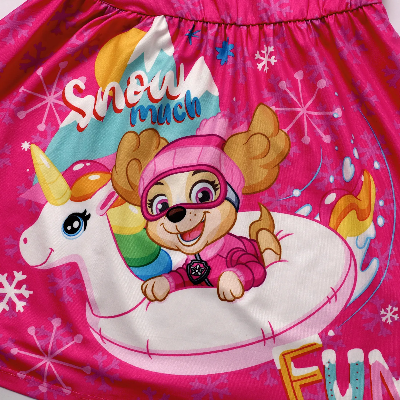 PAW Patrol Toddler Girl Christmas Character Print Long-sleeve Dress Hot Pink image 3