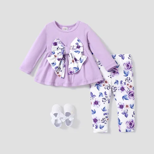 2PCS Baby Girl Hyper-Tactile Design Sweet Floral Top/Pant
