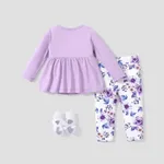 2PCS Baby Girl Hyper-Tactile Design Sweet Floral Top/Pant  image 2
