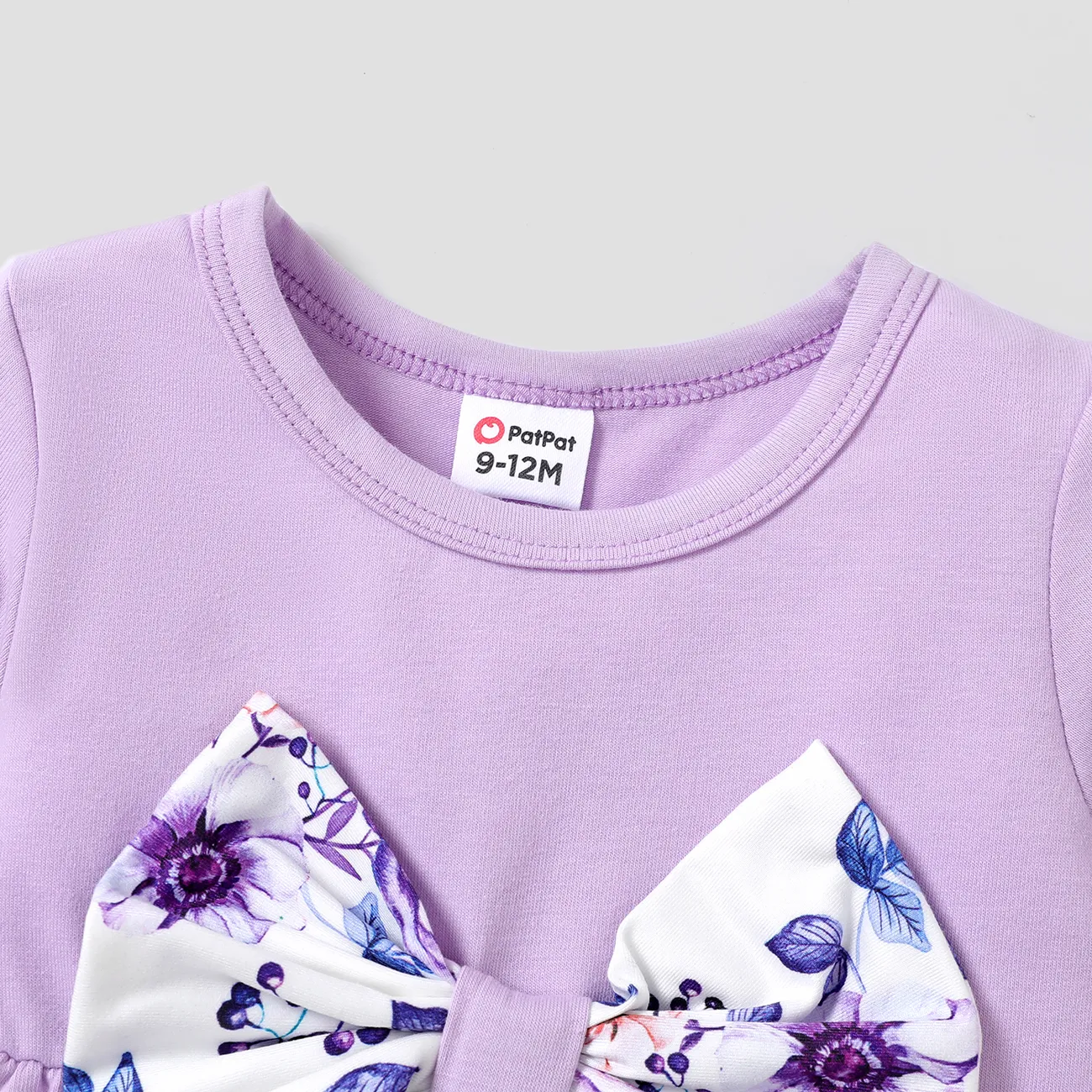 2PCS Baby Girl Hyper-Tactile Design Sweet Floral Top/Pant Purple big image 1