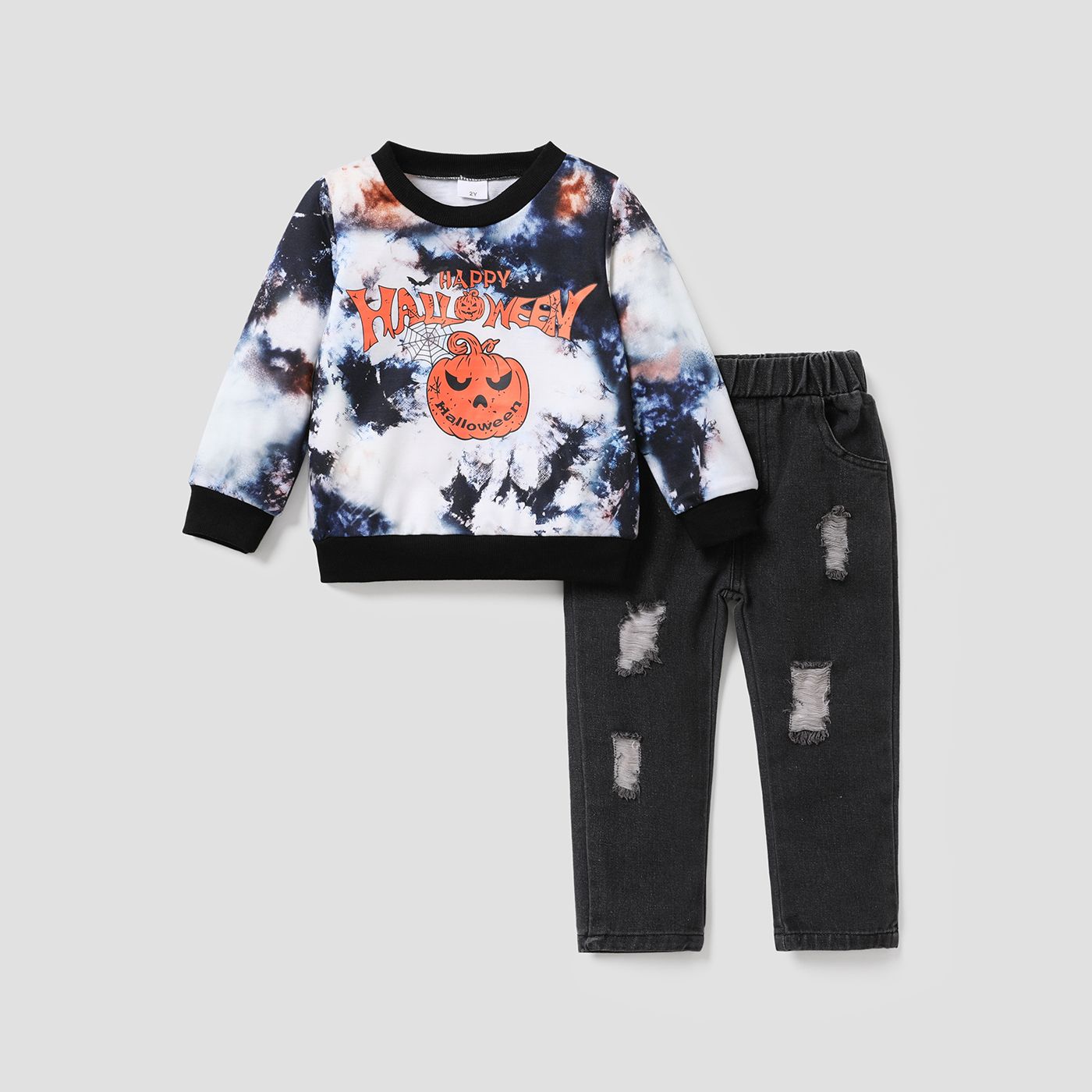 2pcs Toddler Boy Halloween Pattern Long Sleeve Set