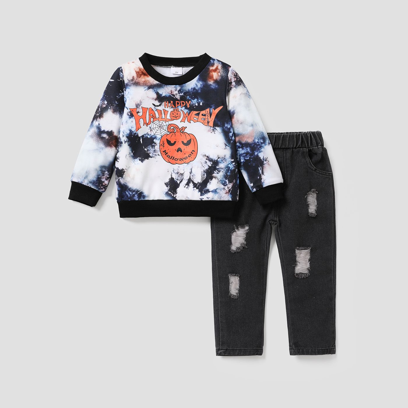 2pcs Toddler Boy  Halloween  Pattern Long Sleeve Set