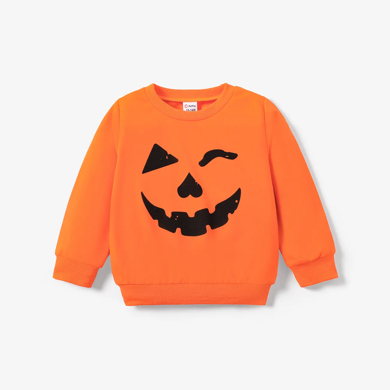 Toddler Boy/Girl Halloween Pumpkin Print Pullover Sweatshirt Orange big image 1
