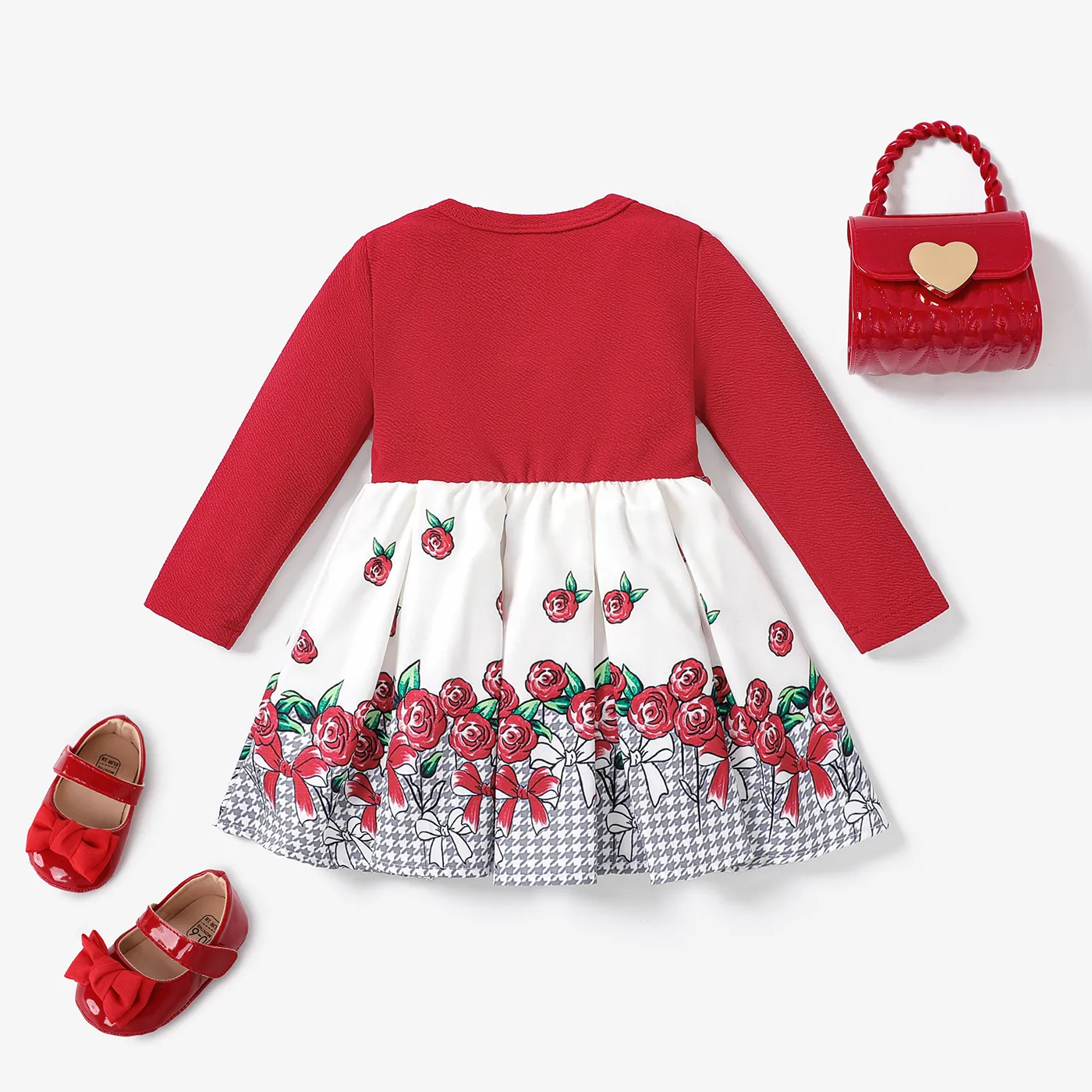 Baby Girl Hyper-Tactile 3D Big Flower Sweet Dress  Red image 2