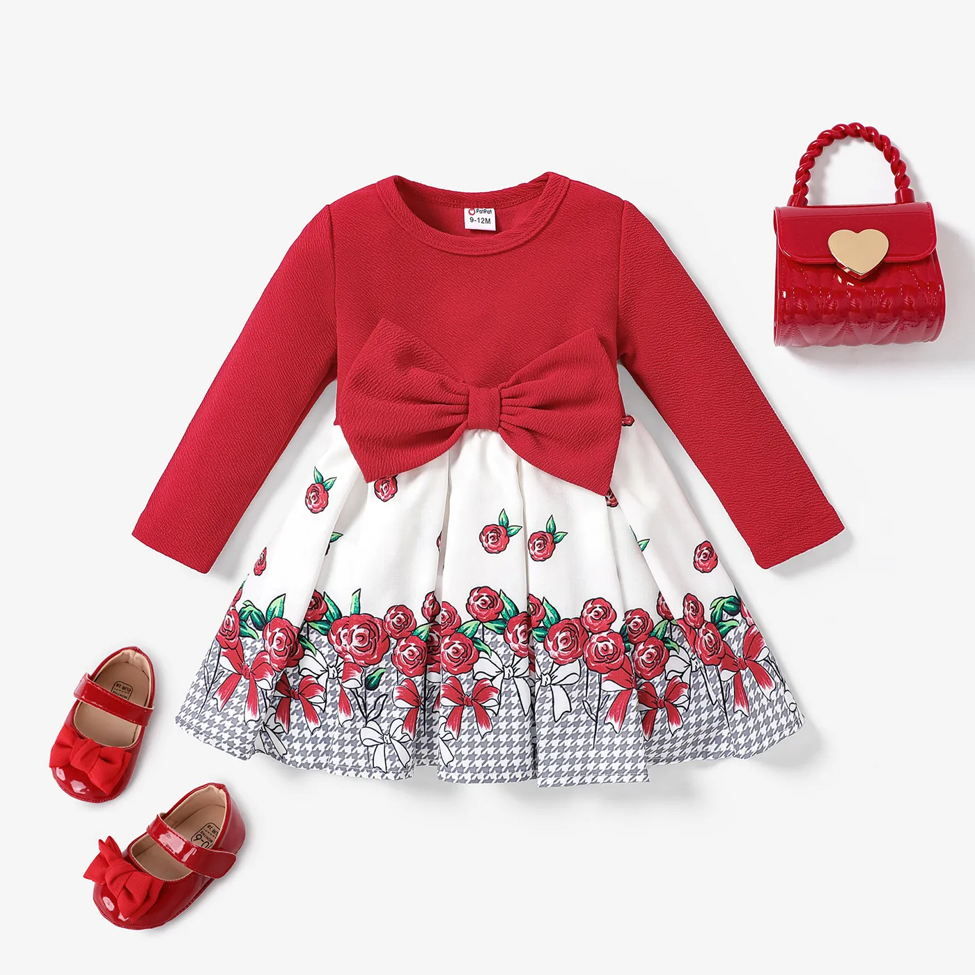 Baby Girl Hyper-Tactile 3D Big Flower Sweet Dress  Red big image 1