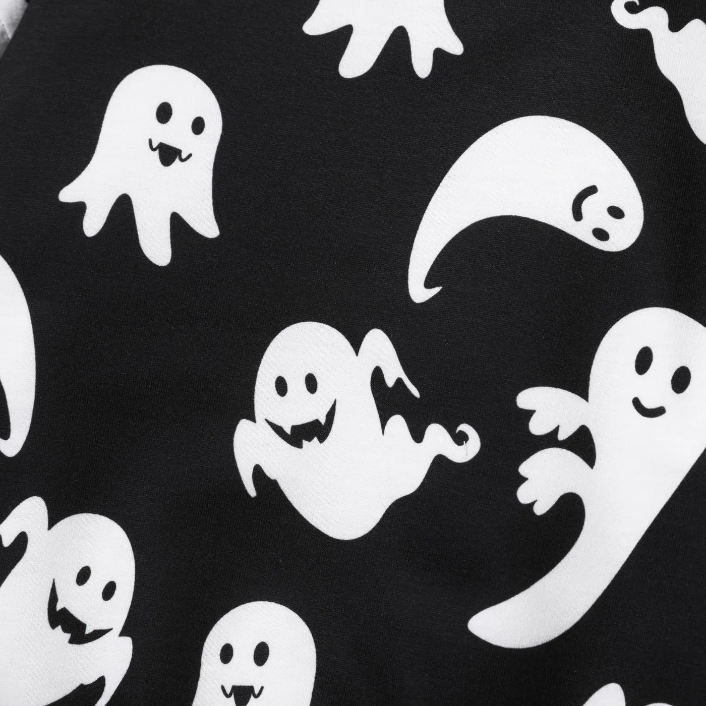 Halloween 2pcs Toddler Boy Ghost Full Print Long Sleeves Set Black image 4