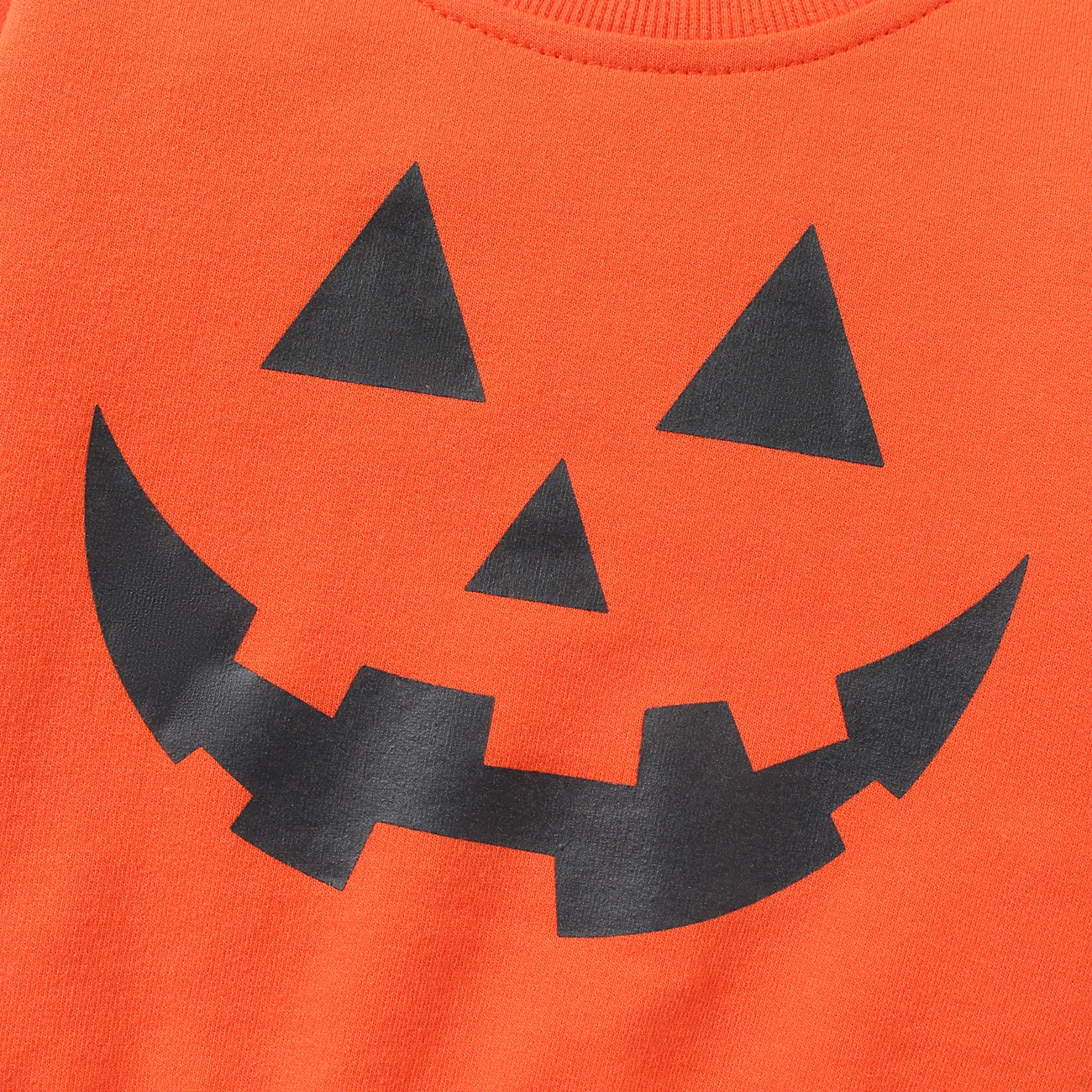 Halloween Baby Boy/Girl 100% Cotton Long-sleeve Glow In The Dark Pumpkin Face Print Sweatshirt orangered big image 1