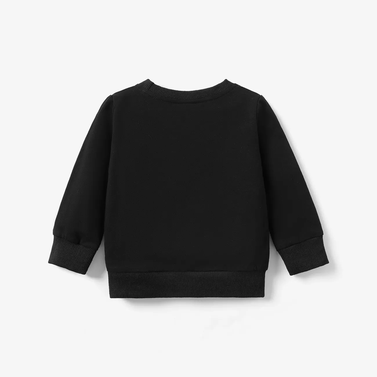 Halloween Baby Boy/Girl 100% Cotton Long-sleeve Glow In The Dark Pumpkin Face Print Sweatshirt Black big image 1