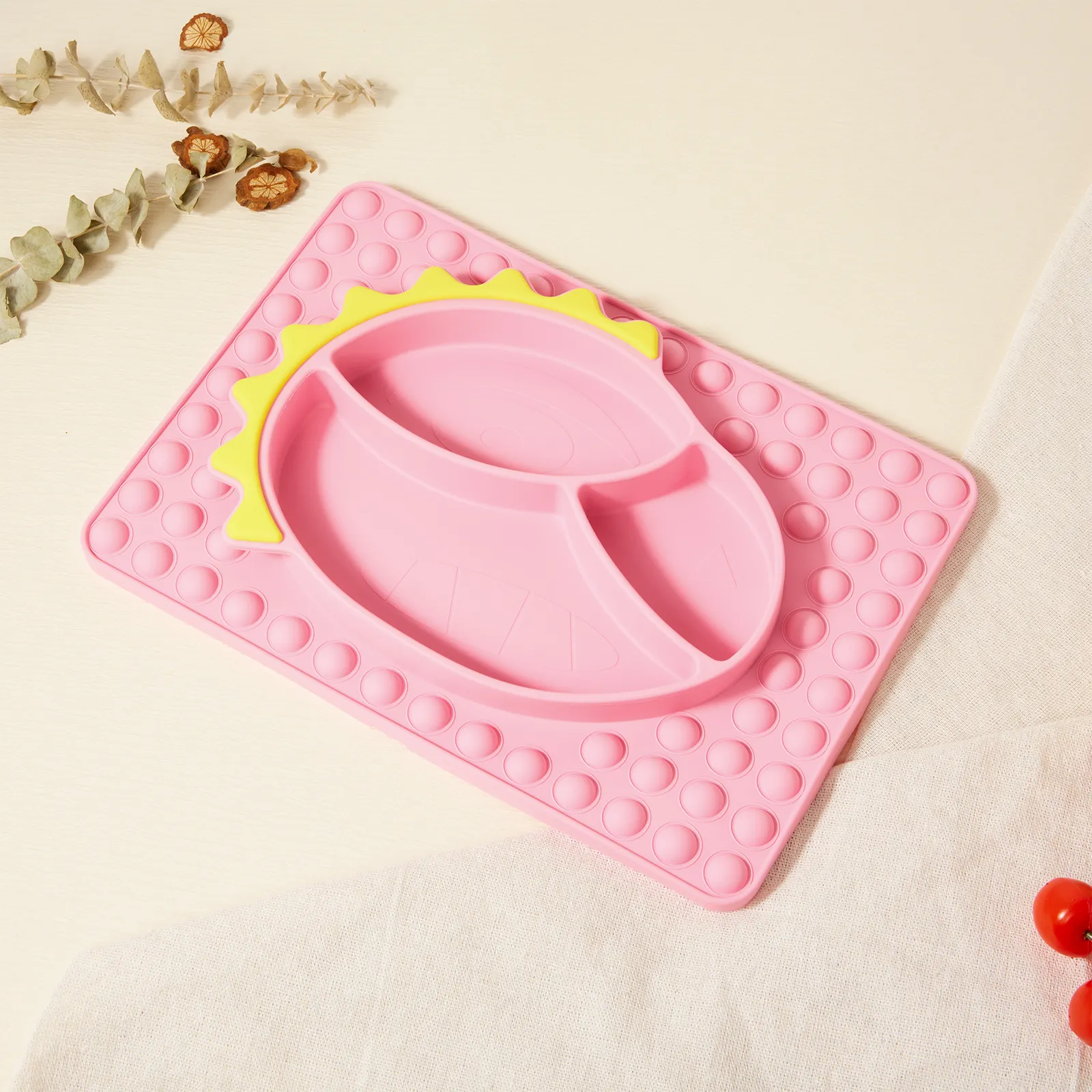 Silicone Suction Dinosaur Plate - Bubble Design for Baby's Mealtime