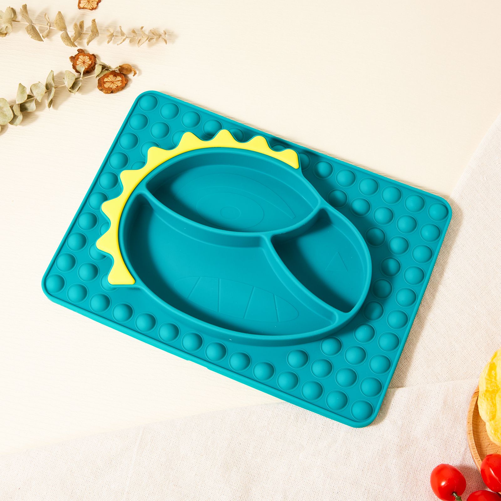 

Silicone Suction Dinosaur Plate - Bubble Design for Baby's Mealtime