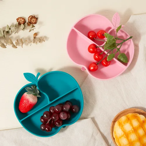 BPA-Free Silicone Baby Plate with Secure Suction Base in Adorable Apple Shape