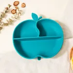BPA-Free Silicone Baby Plate with Secure Suction Base in Adorable Apple Shape Dark Green