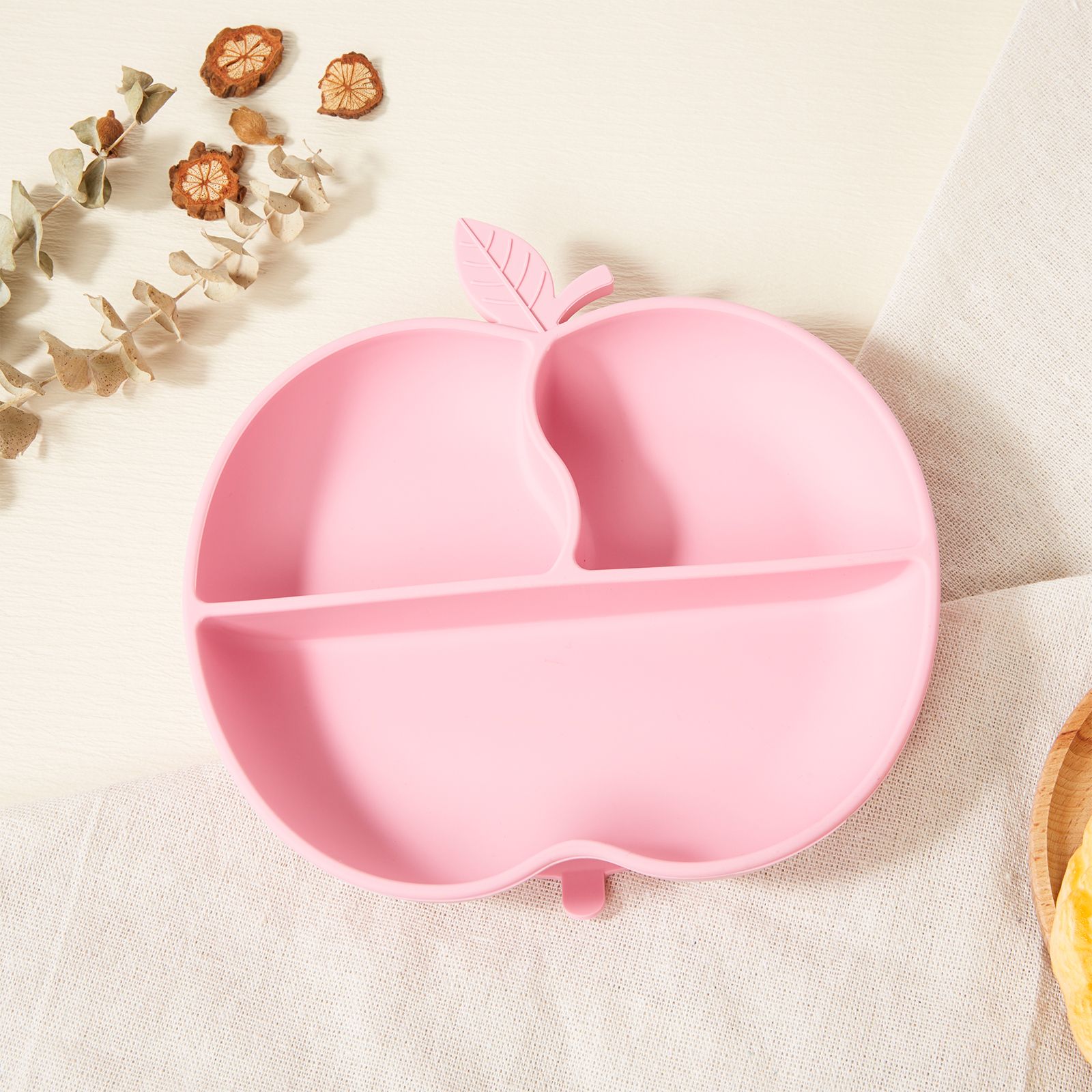 BPA-Free Silicone Baby Plate With Secure Suction Base In Adorable Apple Shape