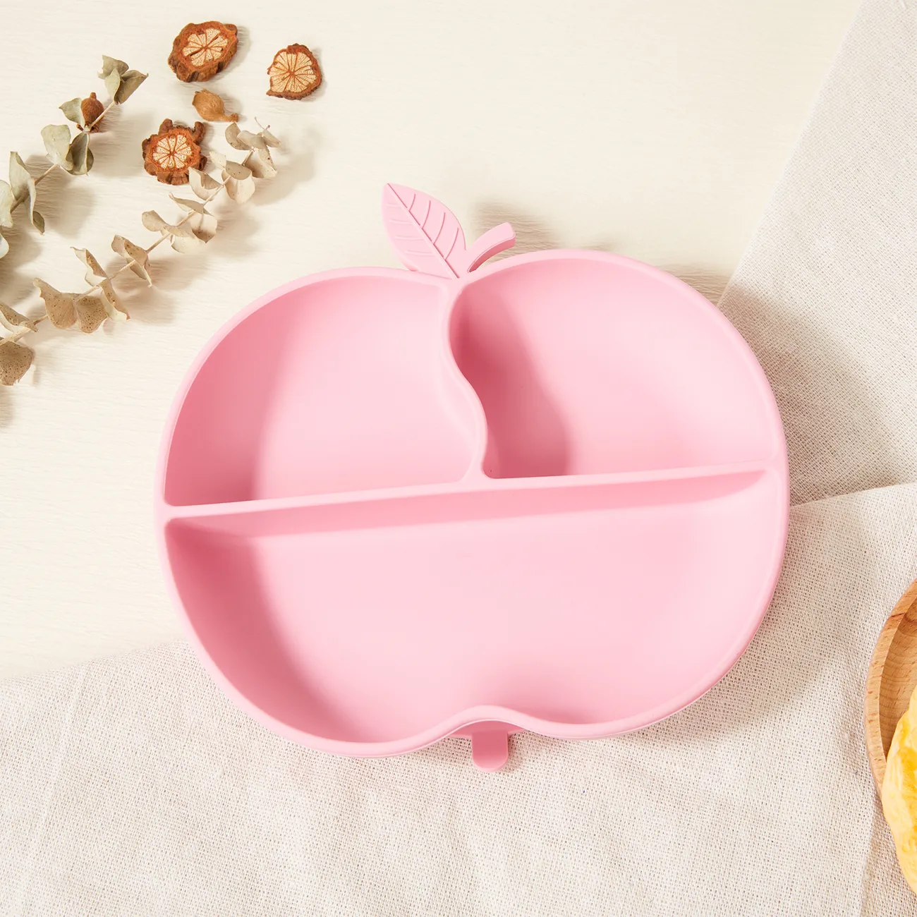 BPA-Free Silicone Baby Plate with Secure Suction Base in Adorable Apple Shape  big image 1