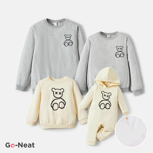 Go-Neat Water Repellent and Stain Resistant Matching Family Solid Color Bear Pattern Top/Jumpsuit