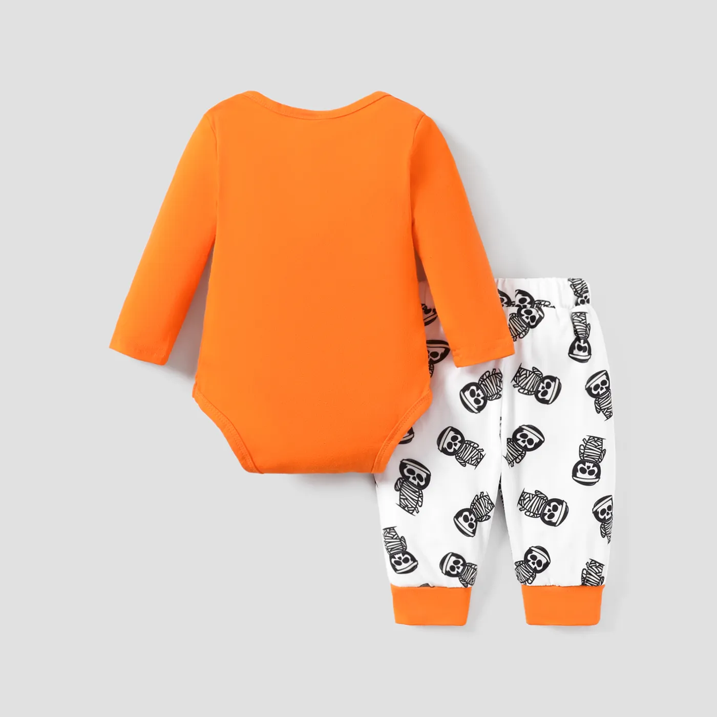 2pcs Baby Boy Childlike Halloween Pattern Set Orange image 2